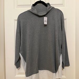 LOFT (NWT) Cozy Pull-Over L/S Jersey with Faux Shirt Tail for “Layered-Look”